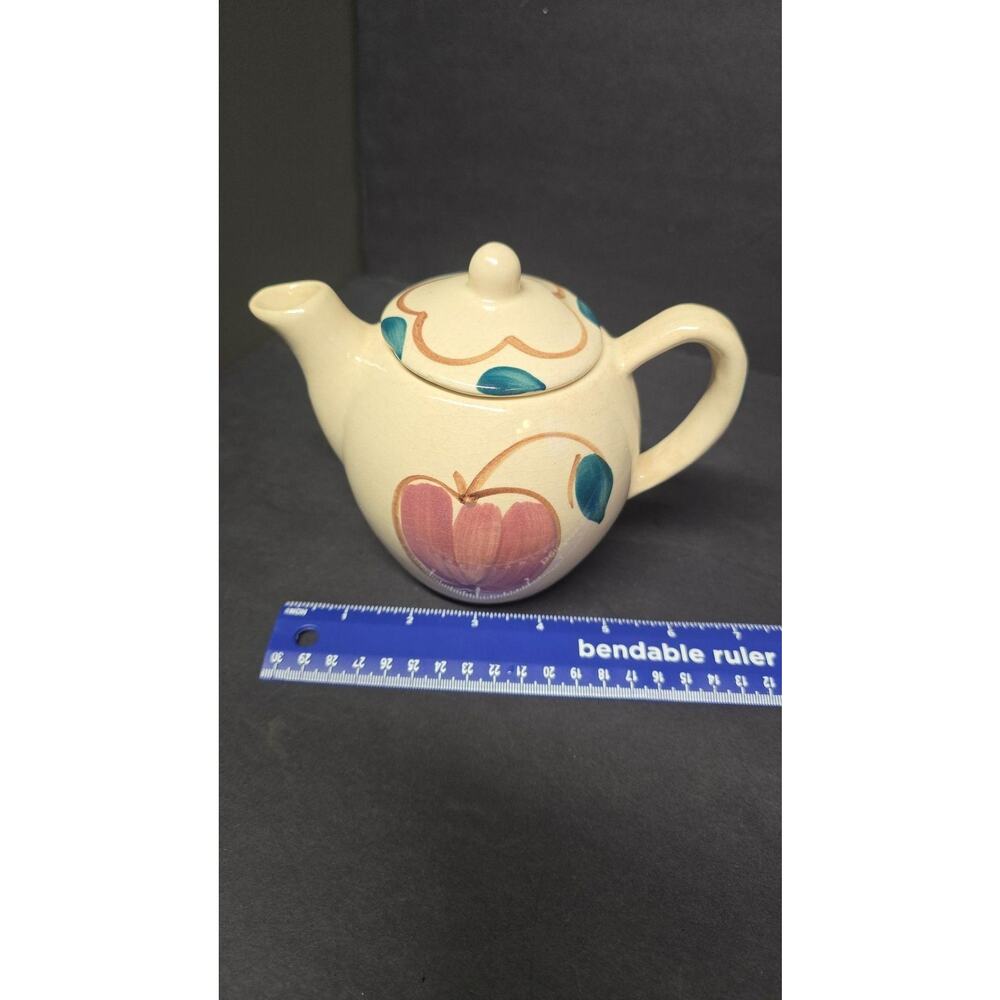 Vintage Cream Ceramic Fruit Teapot Apple Pear Country Farmhouse Lid Kitchen - Picture 8 of 9